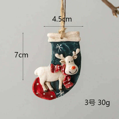Christmas Decoration Crafts Small Resin Pendant Cute Horse Reindeer Pattern Design Xmas Tree Pendant Christmas Tree Decorations
