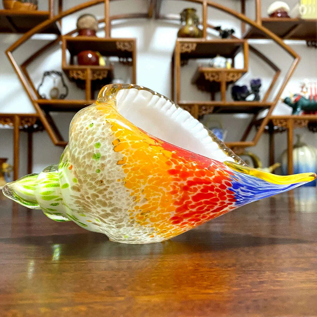 Christmas Gift Hand Blown Glass Seashell Conch Figurines Sculpture Fish Tank Table Decor Ocean Multicolor Nautical
