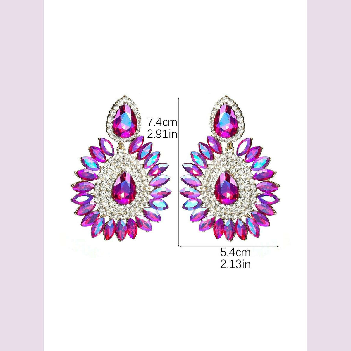 Classic luxury colored glass rhinestone sunflower earrings design sense of fashion personality temperament versatile earrings