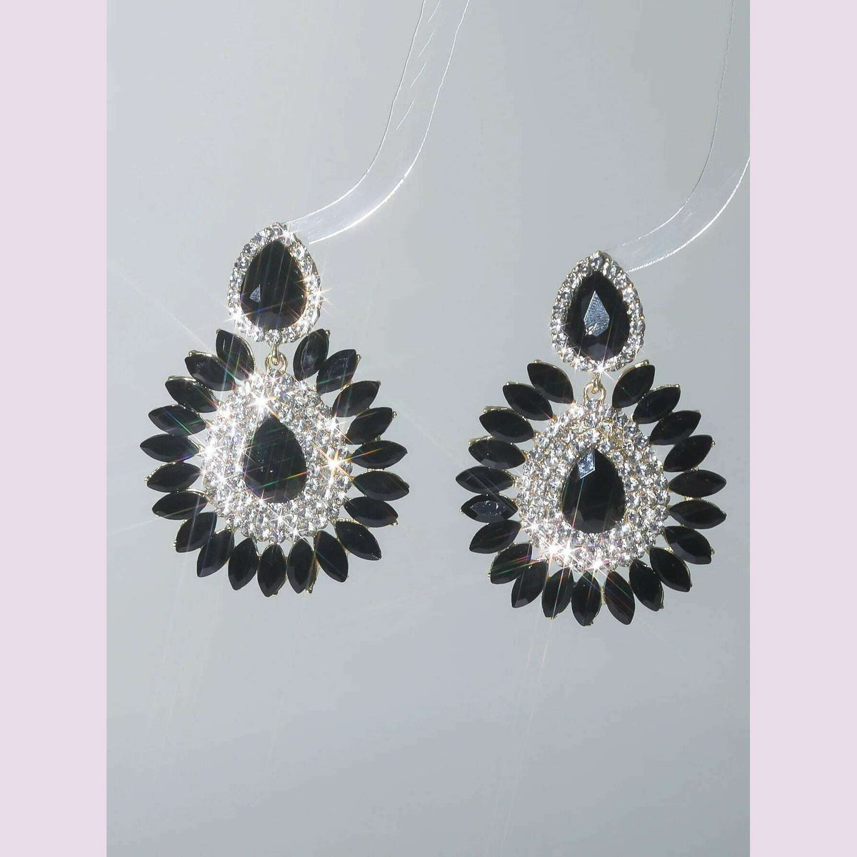 Classic luxury colored glass rhinestone sunflower earrings design sense of fashion personality temperament versatile earrings