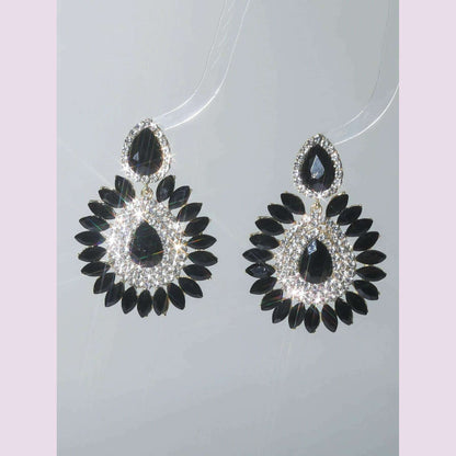 Classic luxury colored glass rhinestone sunflower earrings design sense of fashion personality temperament versatile earrings