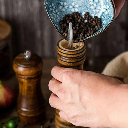 Classical Oak Wood Pepper Spice Mill Grinder Set Handheld Seasoning Adjustable Mills Grinder Ceramic Grinding Core Tools Set