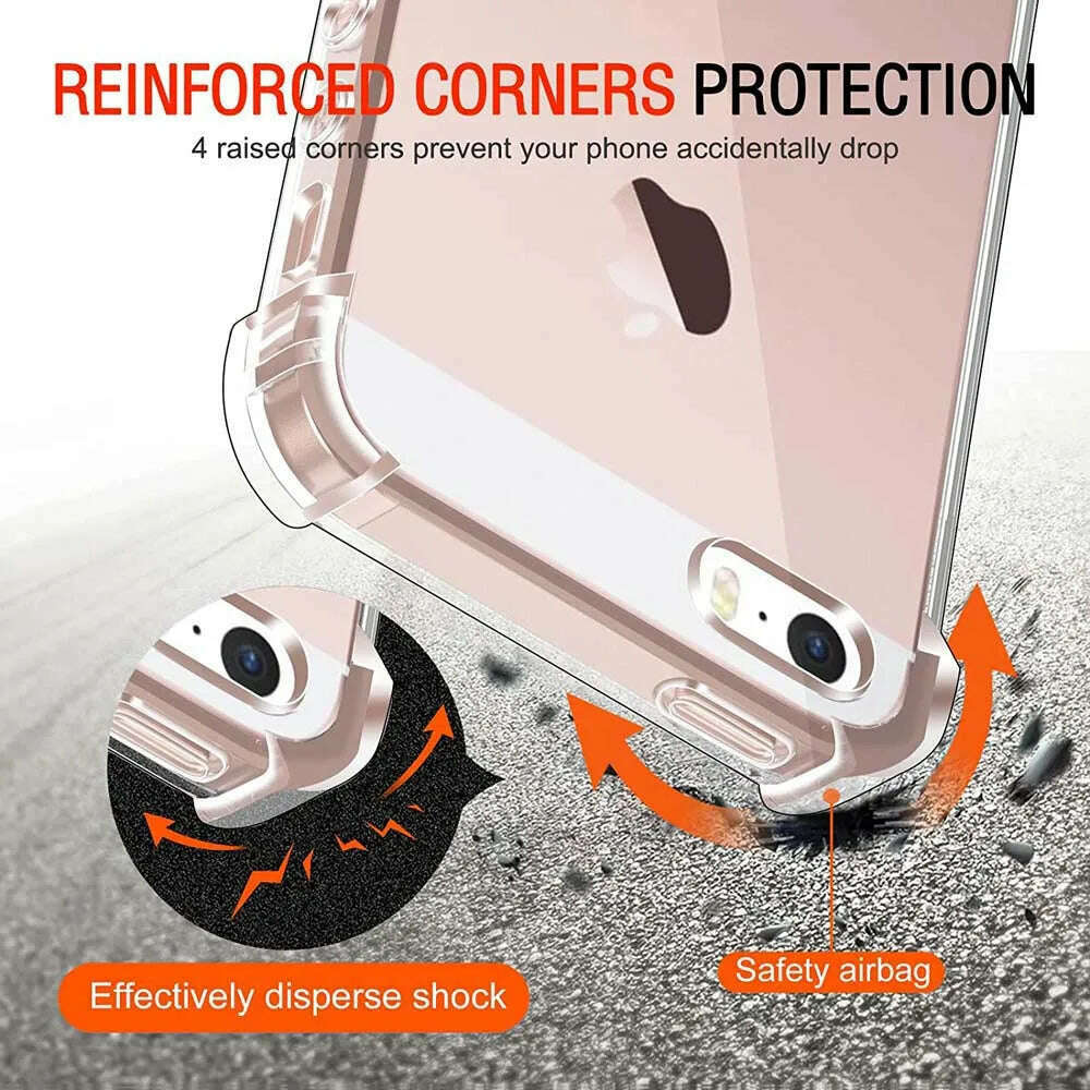 Clear Case For iPhone 5 5s SE 2016 SE 2022 Thick Shockproof Soft Silicone Phone Cover for iPhone 14 Pro 13 12 11 X XS Max 6 7 8