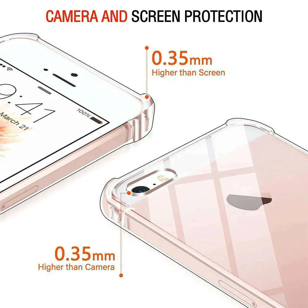 Clear Case For iPhone 5 5s SE 2016 SE 2022 Thick Shockproof Soft Silicone Phone Cover for iPhone 14 Pro 13 12 11 X XS Max 6 7 8