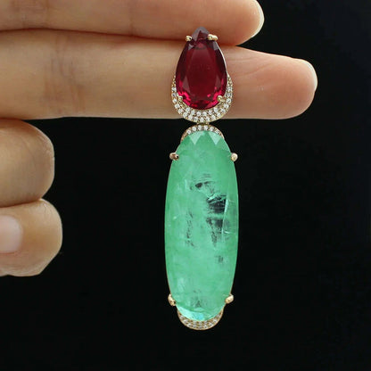 Colorful Purple Green Dangle Earrings for Women Luxury Jewelry Wedding Evening Party Big Drop Earrings Elegant Female Gift