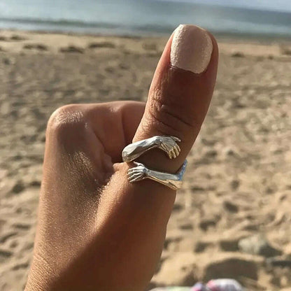 Creative Hugging Metal Ring Adjustable Open End Finger Jewellery for Women Men Fashion Wedding Party Valentine's Day Gifts