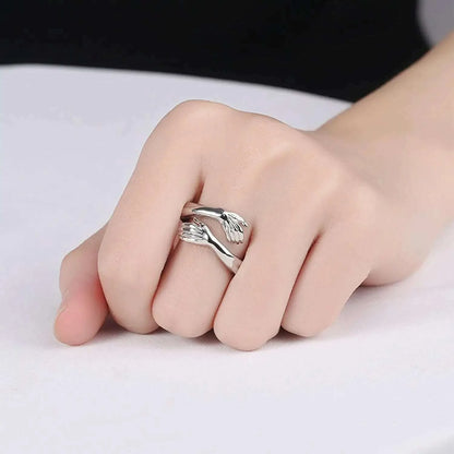 Creative Hugging Metal Ring Adjustable Open End Finger Jewellery for Women Men Fashion Wedding Party Valentine's Day Gifts