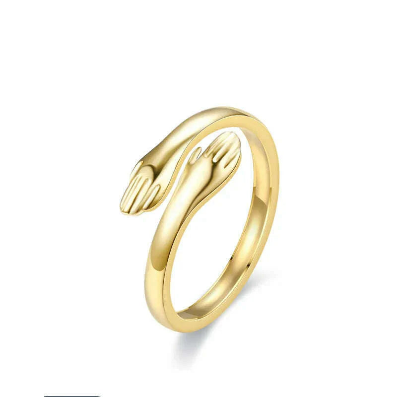 Creative Hugging Metal Ring Adjustable Open End Finger Jewellery for Women Men Fashion Wedding Party Valentine's Day Gifts