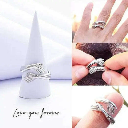 Creative Hugging Metal Ring Adjustable Open End Finger Jewellery for Women Men Fashion Wedding Party Valentine's Day Gifts
