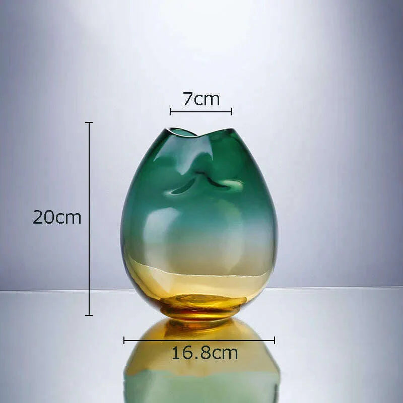 Creative Transparent Gradient Glass Vase Hydroponic Flower Pots Desk Decoration Artificial Flower Decorative Floral Arrangement