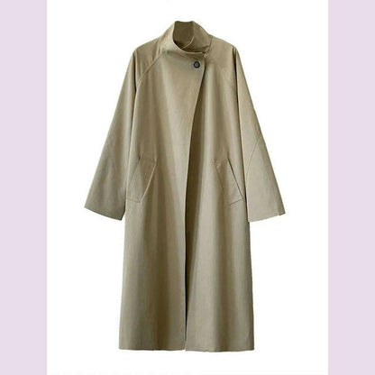 DEAT Fashion Women Trench Coat Big Lapel Loose Long Sleeves Single Button Gray Sashes Loose Windbreaker Autumn 2025 New 7AB5197