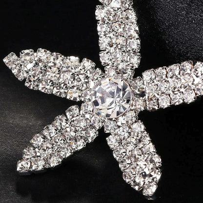 Delicate Rhinestone Flower Drop Earrings High Quality Jewelry Women Exaggerated Design Bridal Dangle Earrings for Wedding Gift