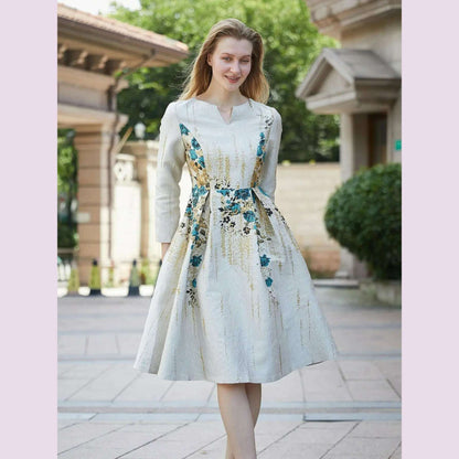 DEVCHATA Elegant Women Jacquard Dress New Arrival Floral Party Clothing Fashion Summer Evening Mid-Calf Ball Gown Vestido