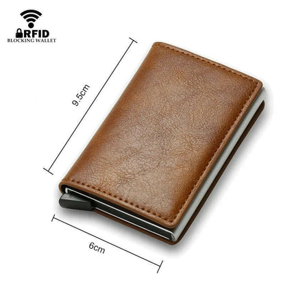 DIENQI Carbon Rfid Wallet Male Money Card Holder Pocket Mini Slim Wallet Women Men Smart Purses Automatic Pop Up Valet Walet