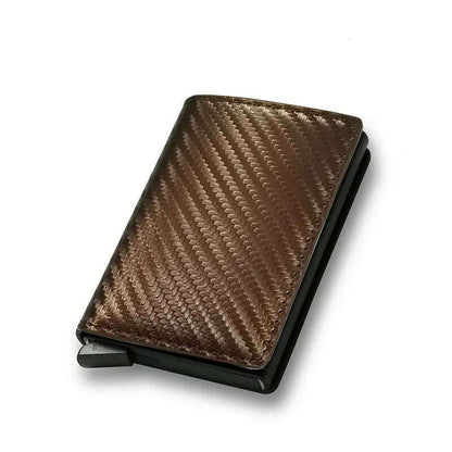 DIENQI Carbon Rfid Wallet Male Money Card Holder Pocket Mini Slim Wallet Women Men Smart Purses Automatic Pop Up Valet Walet