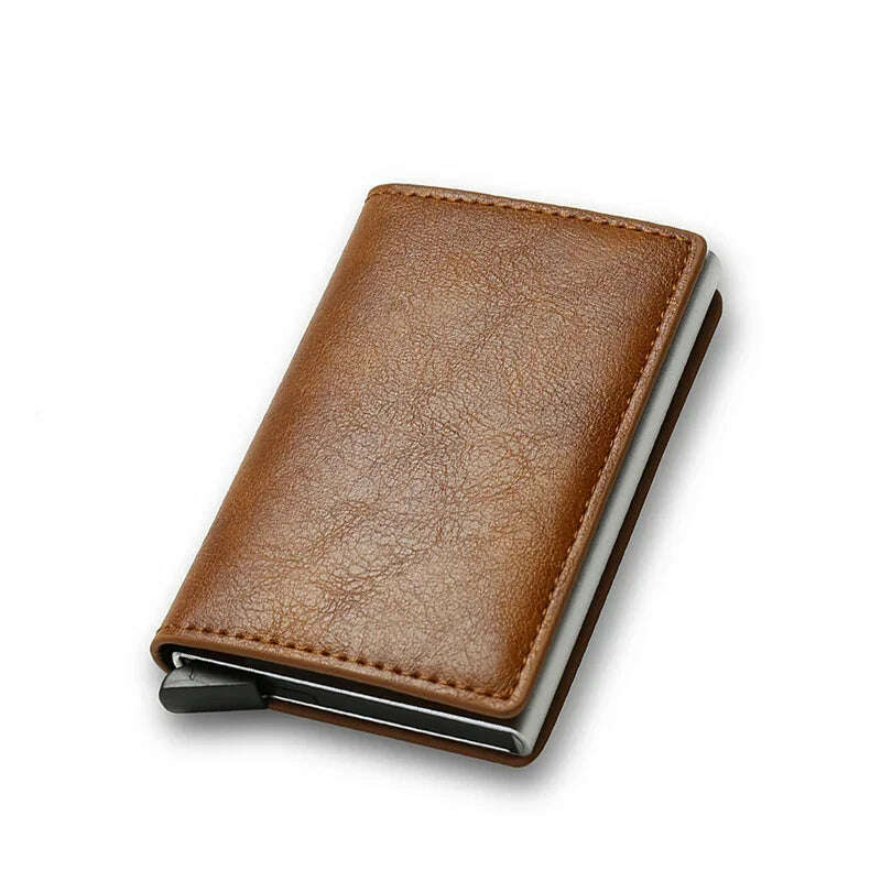 DIENQI Carbon Rfid Wallet Male Money Card Holder Pocket Mini Slim Wallet Women Men Smart Purses Automatic Pop Up Valet Walet