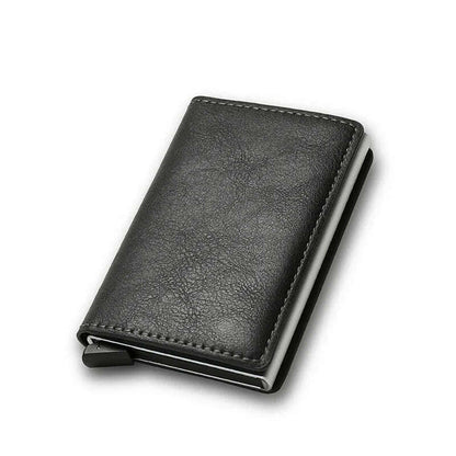 DIENQI Carbon Rfid Wallet Male Money Card Holder Pocket Mini Slim Wallet Women Men Smart Purses Automatic Pop Up Valet Walet