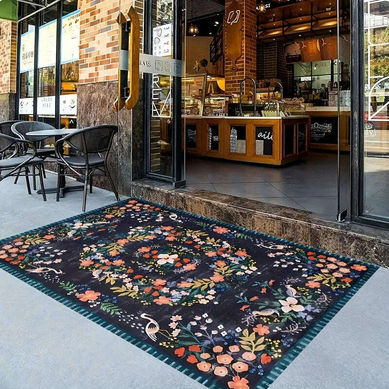 Distressed Dark Print Pattern Carpet Bohemian Tribal Carpets Persian Floor Mat Entrance Living Room Bedroom Dustproof Rug