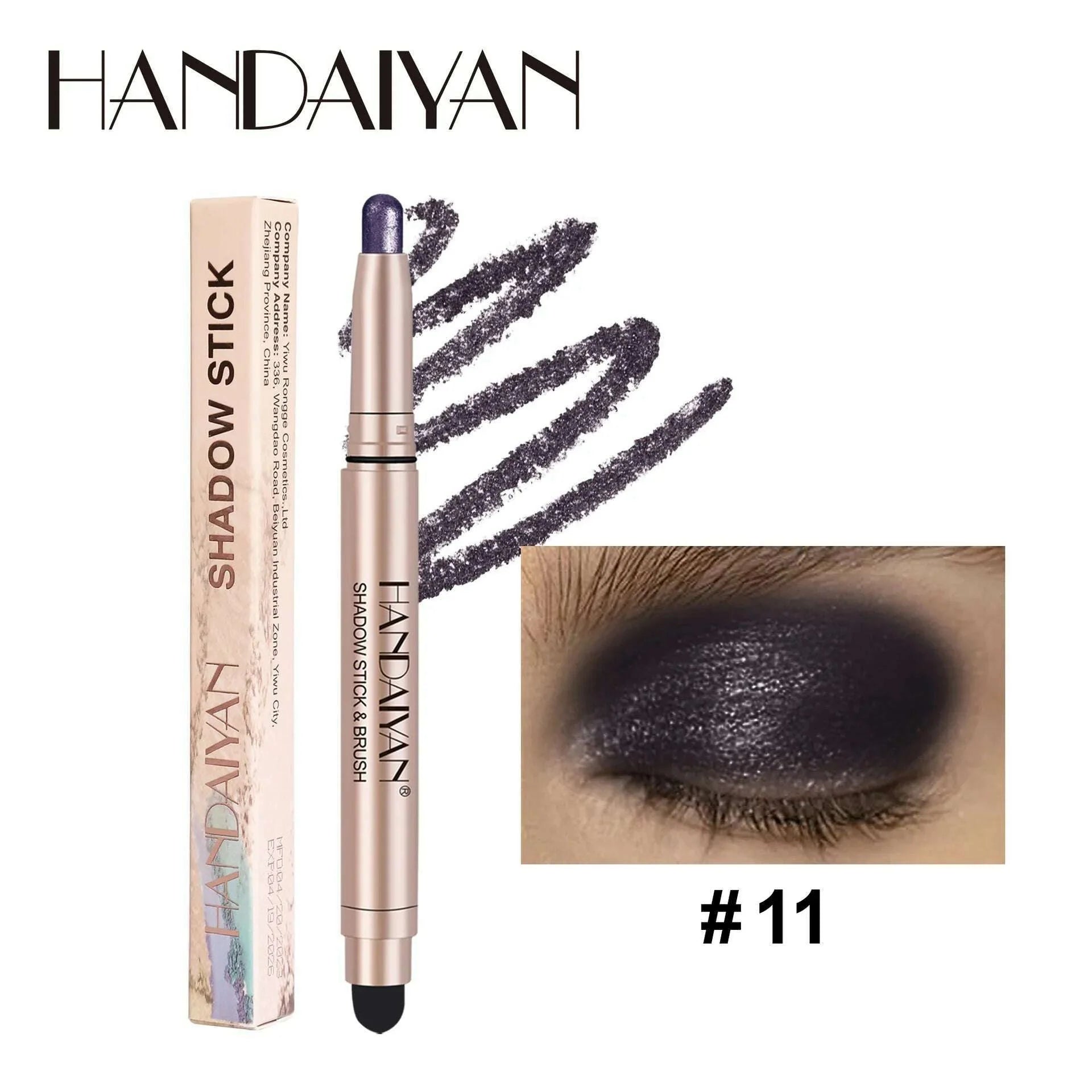 Double-head Eyeshadow Stick Diamond Shimmer Highlighter Pencil Pearl Pigment Long Lasting Cream Eye Shadow Matte Brush Pen