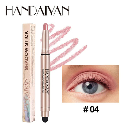 Double-head Eyeshadow Stick Diamond Shimmer Highlighter Pencil Pearl Pigment Long Lasting Cream Eye Shadow Matte Brush Pen