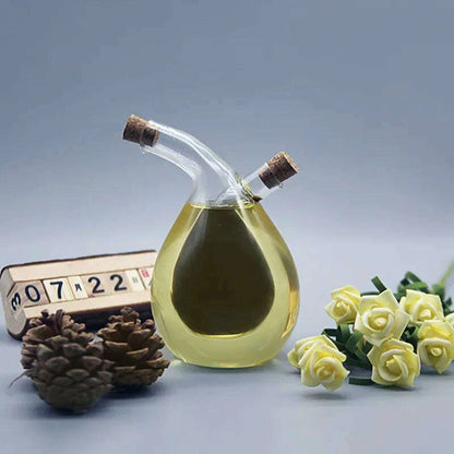 Double Layer Sauce Oil Bottle 2 In 1 Vinegar Glass Bottle Condiment Seasoning Sealed Kitchen Storage Bottles Jars