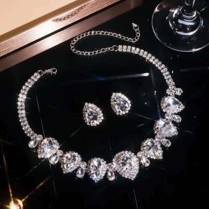 Draweye Rhinestones Necklaces for Women Waterdrop Wedding Bridual Elegant Jewelry Vintage Fashion Collares Para Mujer