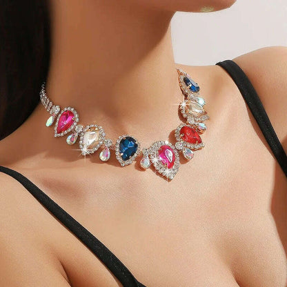 Draweye Rhinestones Necklaces for Women Waterdrop Wedding Bridual Elegant Jewelry Vintage Fashion Collares Para Mujer