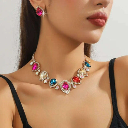 Draweye Rhinestones Necklaces for Women Waterdrop Wedding Bridual Elegant Jewelry Vintage Fashion Collares Para Mujer