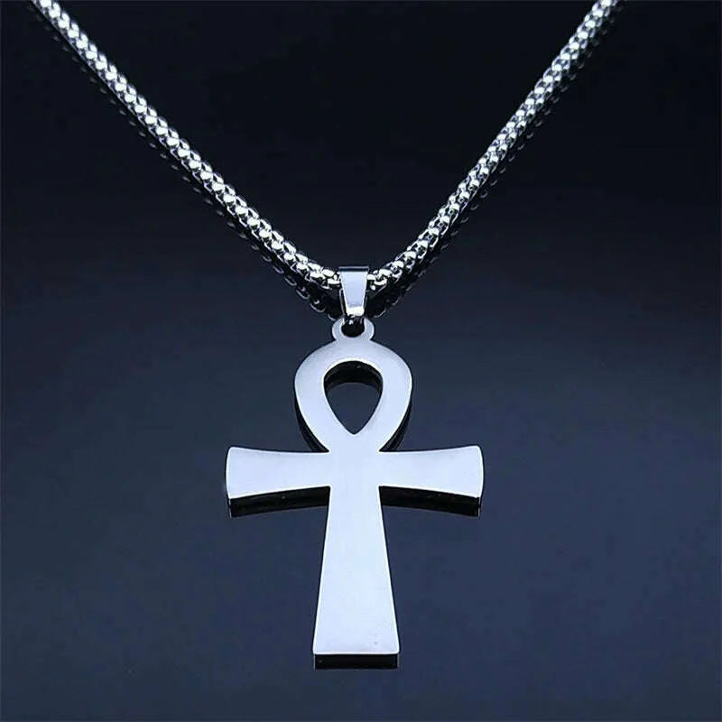 Egyptian Ankh Cross Key Of Life Necklaces for Women/Men Stainless Steel Mythology Chain Necklace Jewelry bijoux homme N3456S02