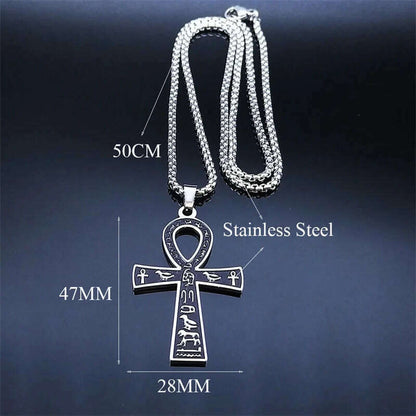 Egyptian Ankh Cross Key Of Life Necklaces for Women/Men Stainless Steel Mythology Chain Necklace Jewelry bijoux homme N3456S02