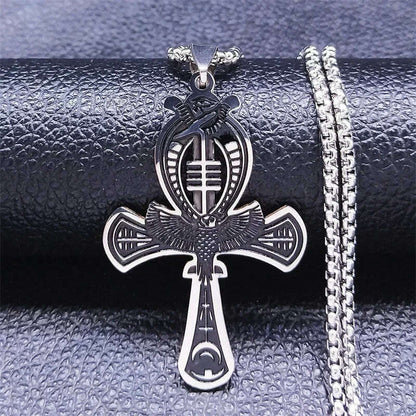 Egyptian Ankh Cross Key Of Life Necklaces for Women/Men Stainless Steel Mythology Chain Necklace Jewelry bijoux homme N3456S02
