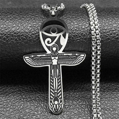 Egyptian Ankh Cross Key Of Life Necklaces for Women/Men Stainless Steel Mythology Chain Necklace Jewelry bijoux homme N3456S02