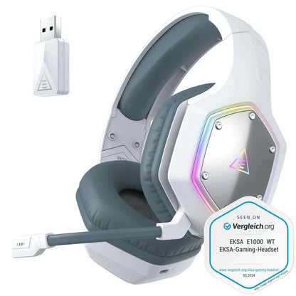 EKSA E1000 WT 2.4G Low Latency Wireless+Wired Gaming Headphones for PC/PS4/PS5/Xbox, 7.1 Surround Headset Gamer with Microphone
