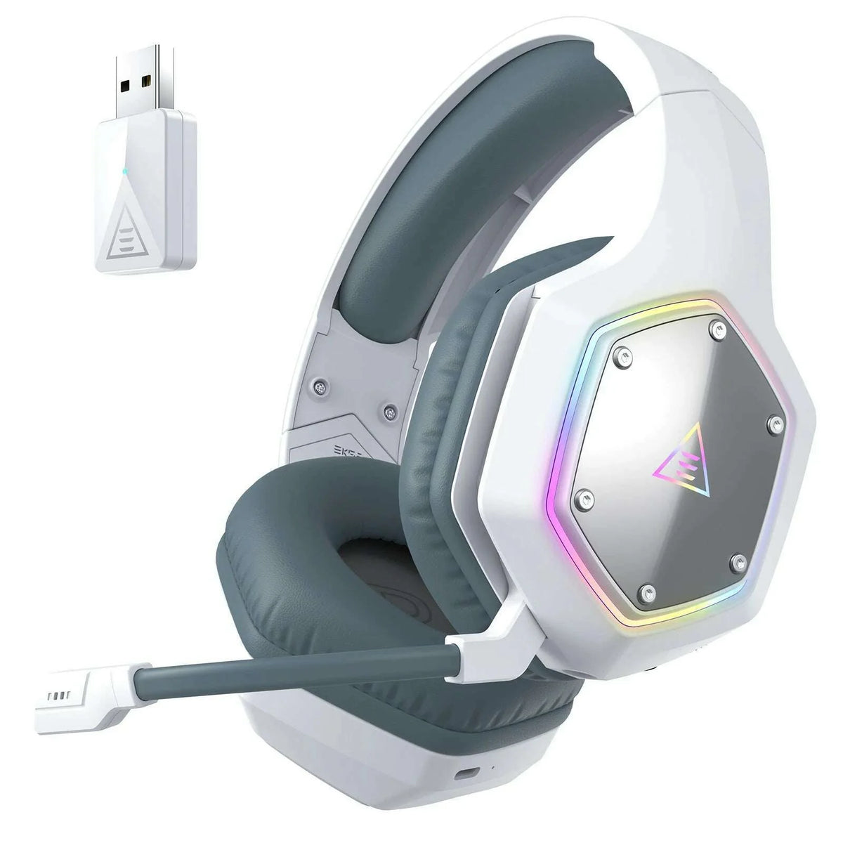 EKSA E1000 WT 2.4G Low Latency Wireless+Wired Gaming Headphones for PC/PS4/PS5/Xbox, 7.1 Surround Headset Gamer with Microphone