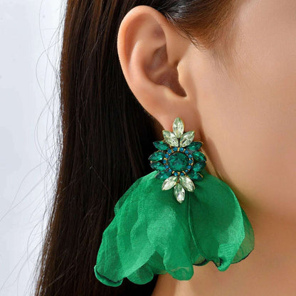Ethnic Beach Jewelry Bohemia Fabric Handmade Flower Earrings For Women Rhinestone Geometry Dangle Earring Bijoux Accessories