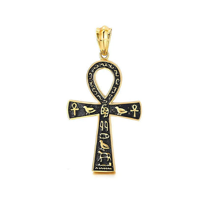 Fashion Ancient Egyptian Ankh Cross Necklace For Men Stainless Steel Gold Color/ Silver Color Biker Pendant Amulet Jewelry