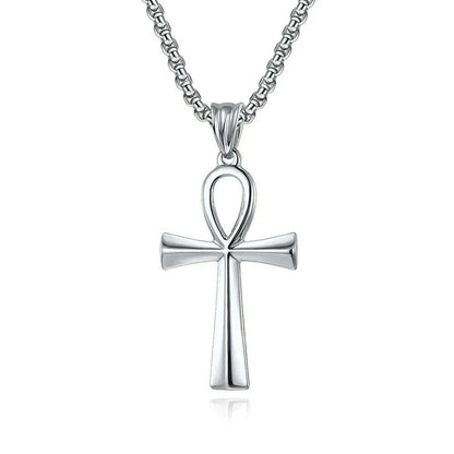 Fashion Ancient Egyptian Ankh Cross Necklace For Men Stainless Steel Gold Color/ Silver Color Biker Pendant Amulet Jewelry