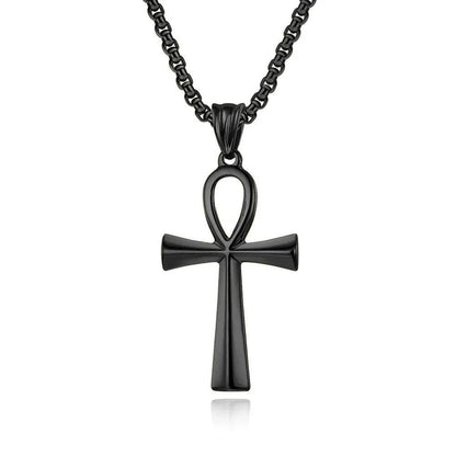 Fashion Ancient Egyptian Ankh Cross Necklace For Men Stainless Steel Gold Color/ Silver Color Biker Pendant Amulet Jewelry