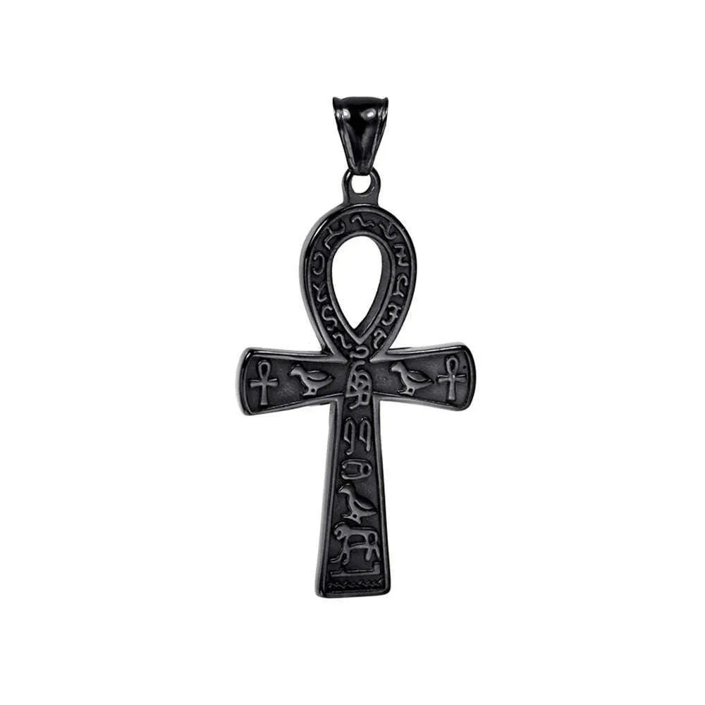 Fashion Ancient Egyptian Ankh Cross Necklace For Men Stainless Steel Gold Color/ Silver Color Biker Pendant Amulet Jewelry