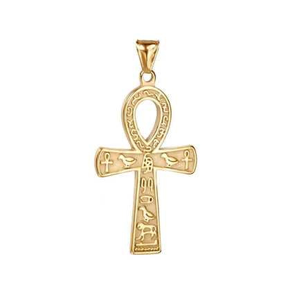 Fashion Ancient Egyptian Ankh Cross Necklace For Men Stainless Steel Gold Color/ Silver Color Biker Pendant Amulet Jewelry