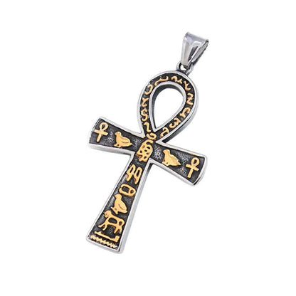 Fashion Ancient Egyptian Ankh Cross Necklace For Men Stainless Steel Gold Color/ Silver Color Biker Pendant Amulet Jewelry