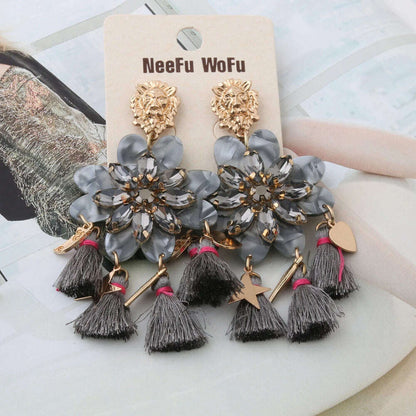 Fashion Big Earrings Metal Dangle Bohemian Eye Tassel Earrings Crystal Large Retro Long Brinco Ear Oorbellen Jewelry Wholesale