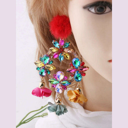 Fashion Big Earrings Metal Dangle Bohemian Eye Tassel Earrings Crystal Large Retro Long Brinco Ear Oorbellen Jewelry Wholesale