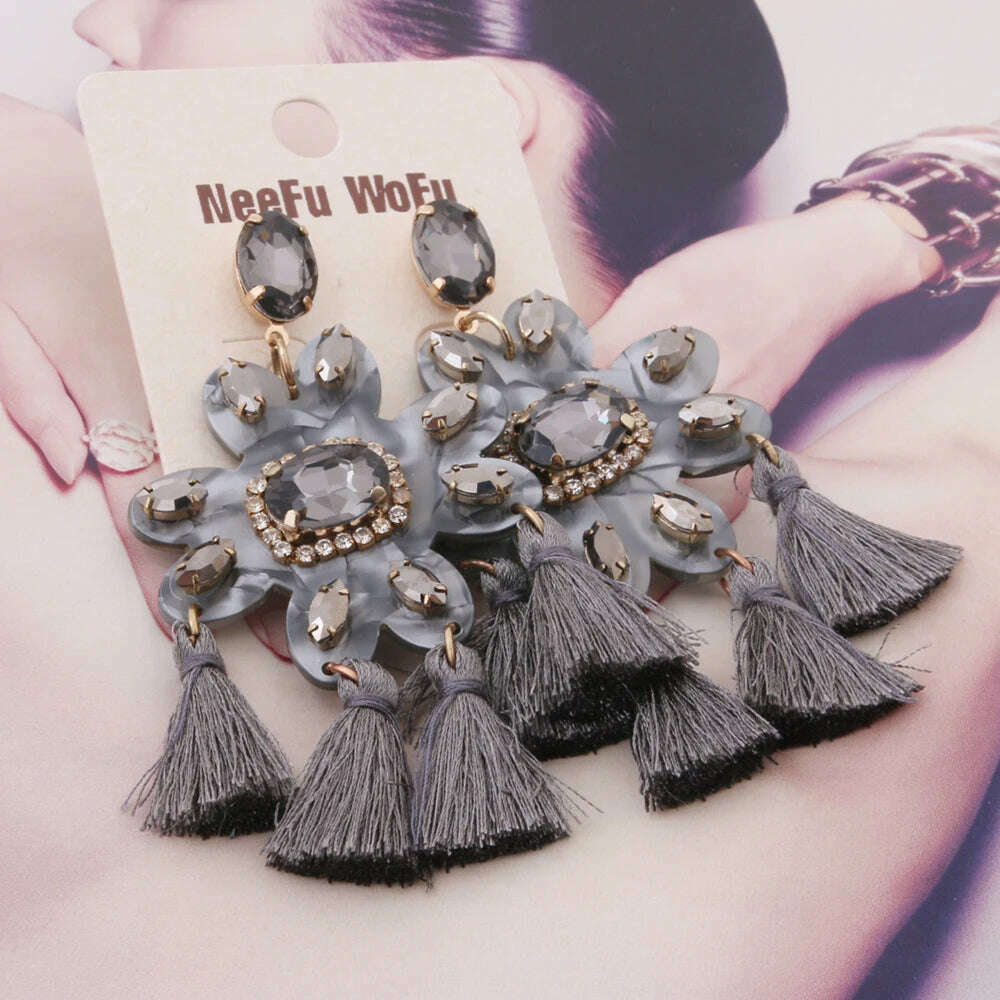 Fashion Big Earrings Metal Dangle Bohemian Eye Tassel Earrings Crystal Large Retro Long Brinco Ear Oorbellen Jewelry Wholesale