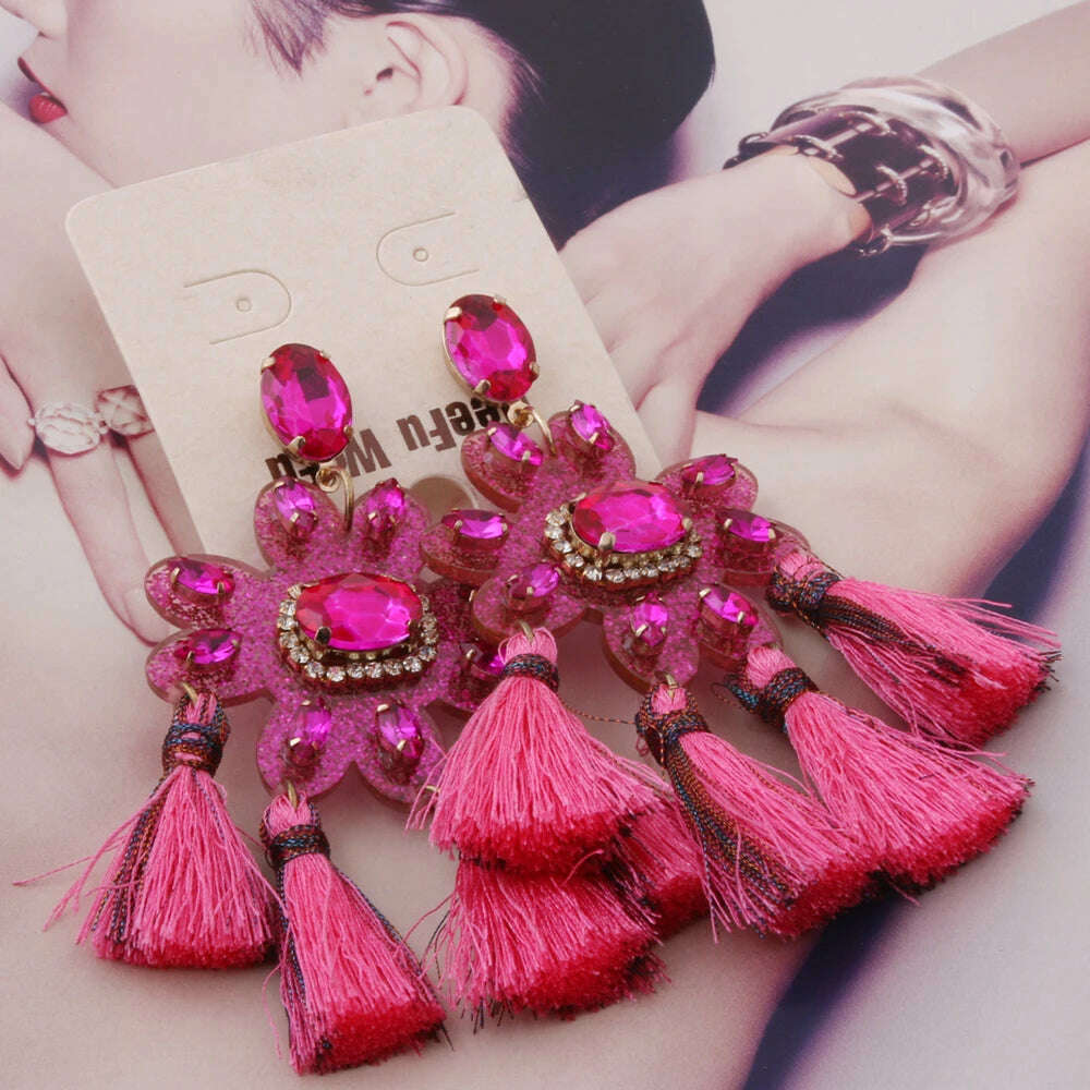 Fashion Big Earrings Metal Dangle Bohemian Eye Tassel Earrings Crystal Large Retro Long Brinco Ear Oorbellen Jewelry Wholesale
