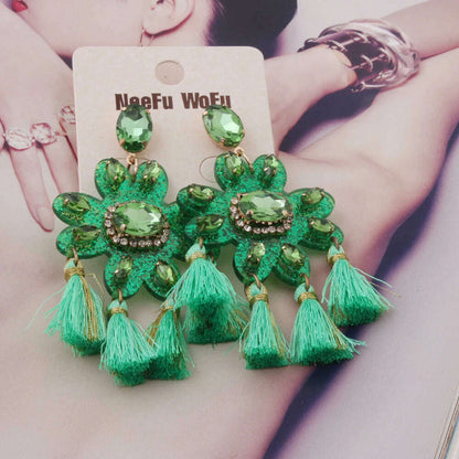 Fashion Big Earrings Metal Dangle Bohemian Eye Tassel Earrings Crystal Large Retro Long Brinco Ear Oorbellen Jewelry Wholesale