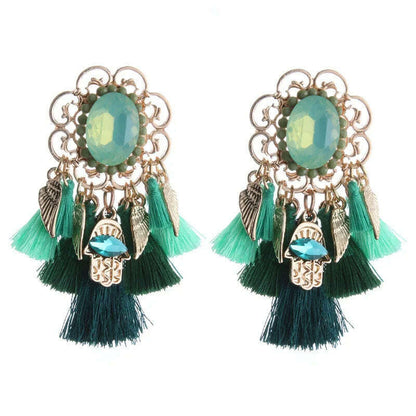Fashion Big Earrings Metal Dangle Bohemian Eye Tassel Earrings Crystal Large Retro Long Brinco Ear Oorbellen Jewelry Wholesale