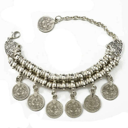 Fashion Ethnic Couple Bracelets For Women Bohemian Chain Link Coin Charm Vintage Beach Adjustable Dual Purpose Boho Bracelets