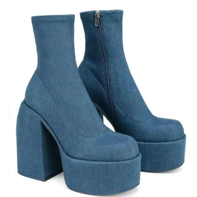 Fashion Sexy Party Women Winter Boots 2023 Platform Chunky High Heels Motorcycle Long Boots Luxury Big Size Punk Shoes Woman