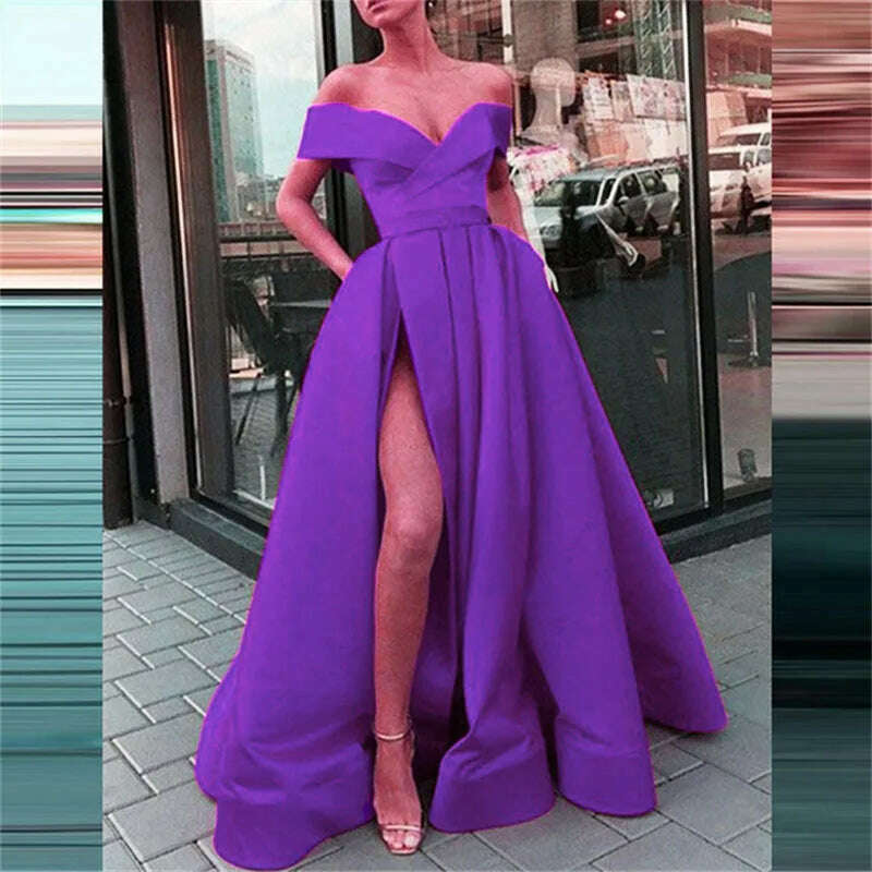 Fashion Solid Strapless Backless Maxi Dress New Women Elegant High Slit Party Dress Summer Fluffy Ruffle A-Line Dresses Clubwear